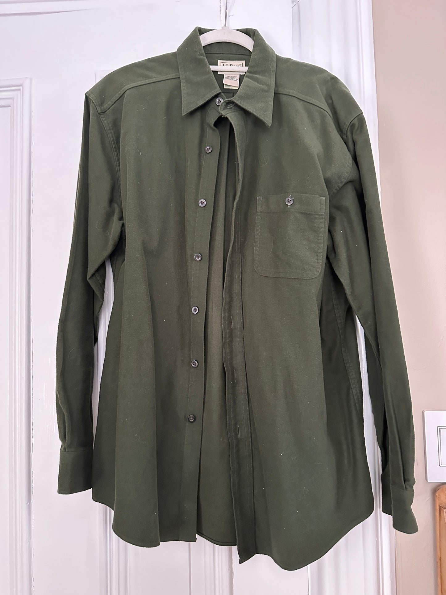 LL Bean green Flannel Shirt Vintage Chamois Medium Men