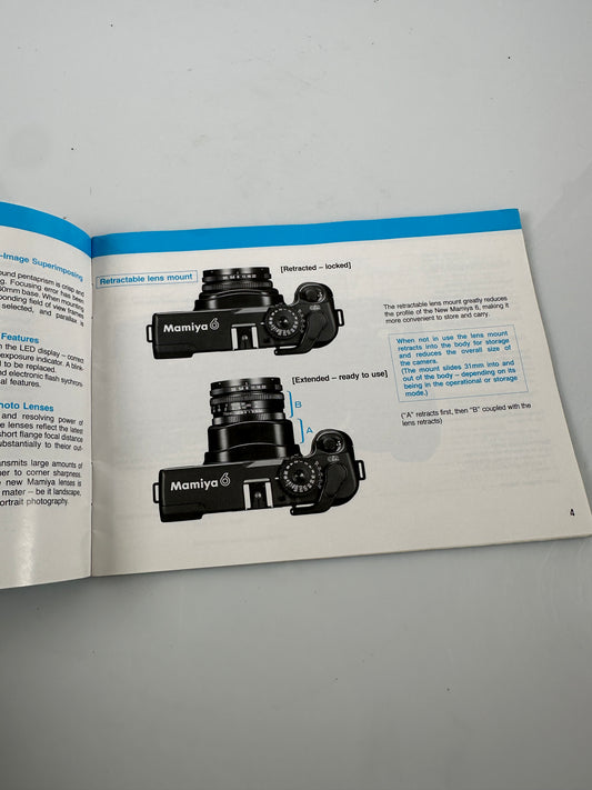 Mamiya 6 New Instruction Manual Booklet