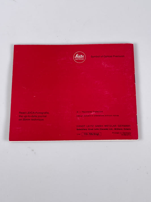 Leica M4 Instruction Manual Booklet