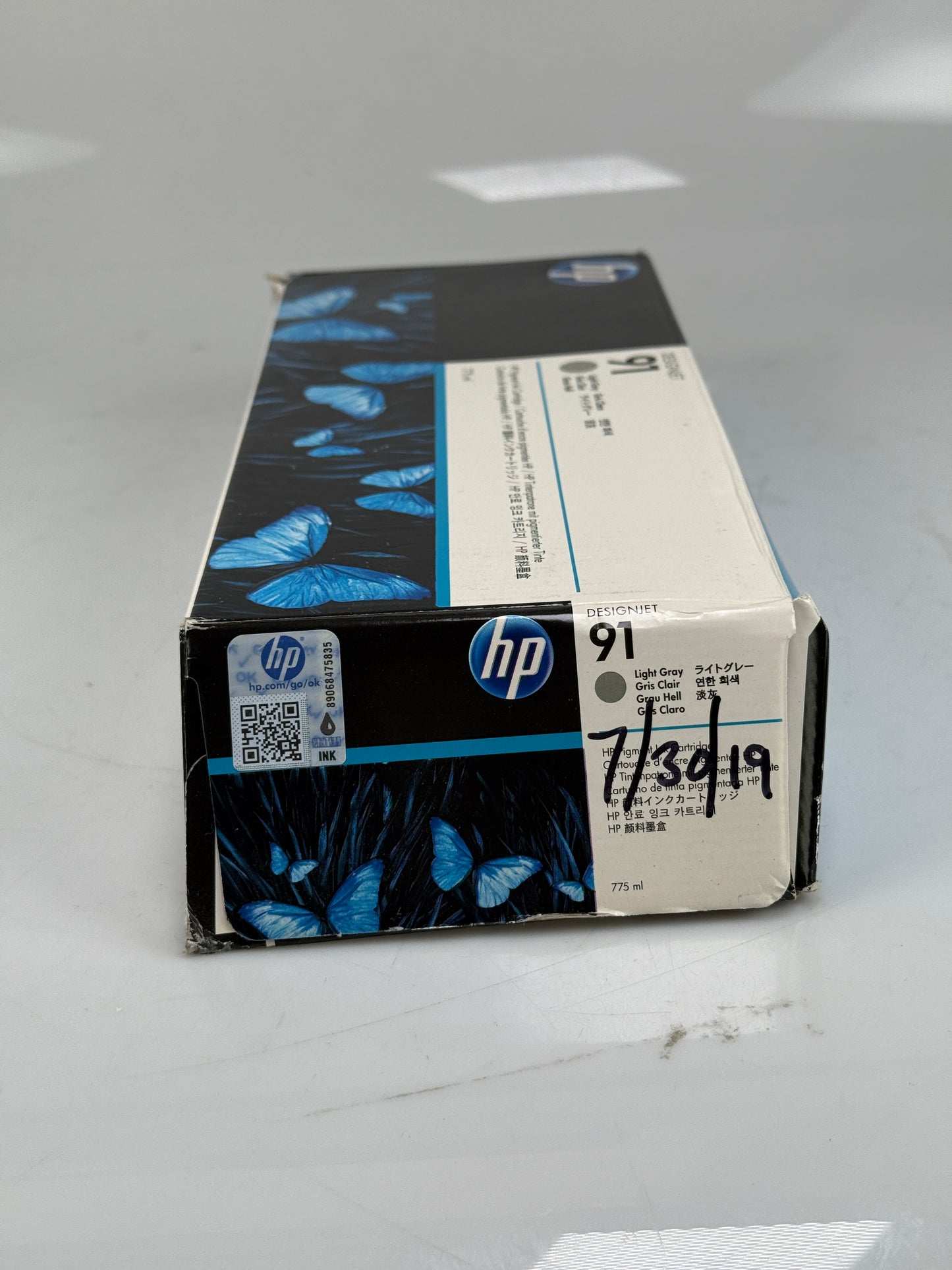 GENUINE HP #91 Light GRAY 775ml INK CARTRIDGE DESIGNJET Z6100 C9466A 07/2019