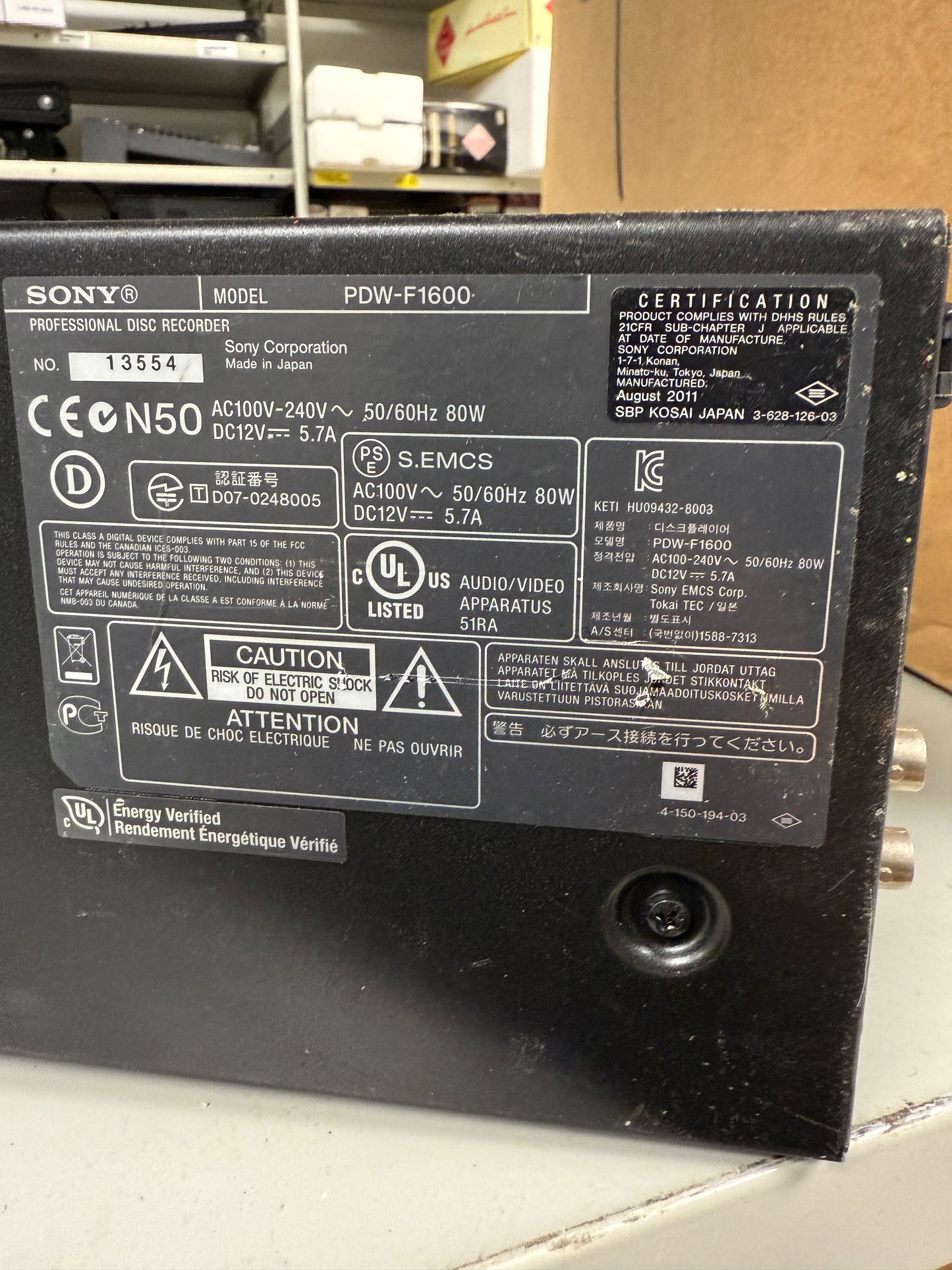 Sony PDW-F1600 XDCAM HD422 recorder dual layer disc HD deck 24P VTR - 401 laser
