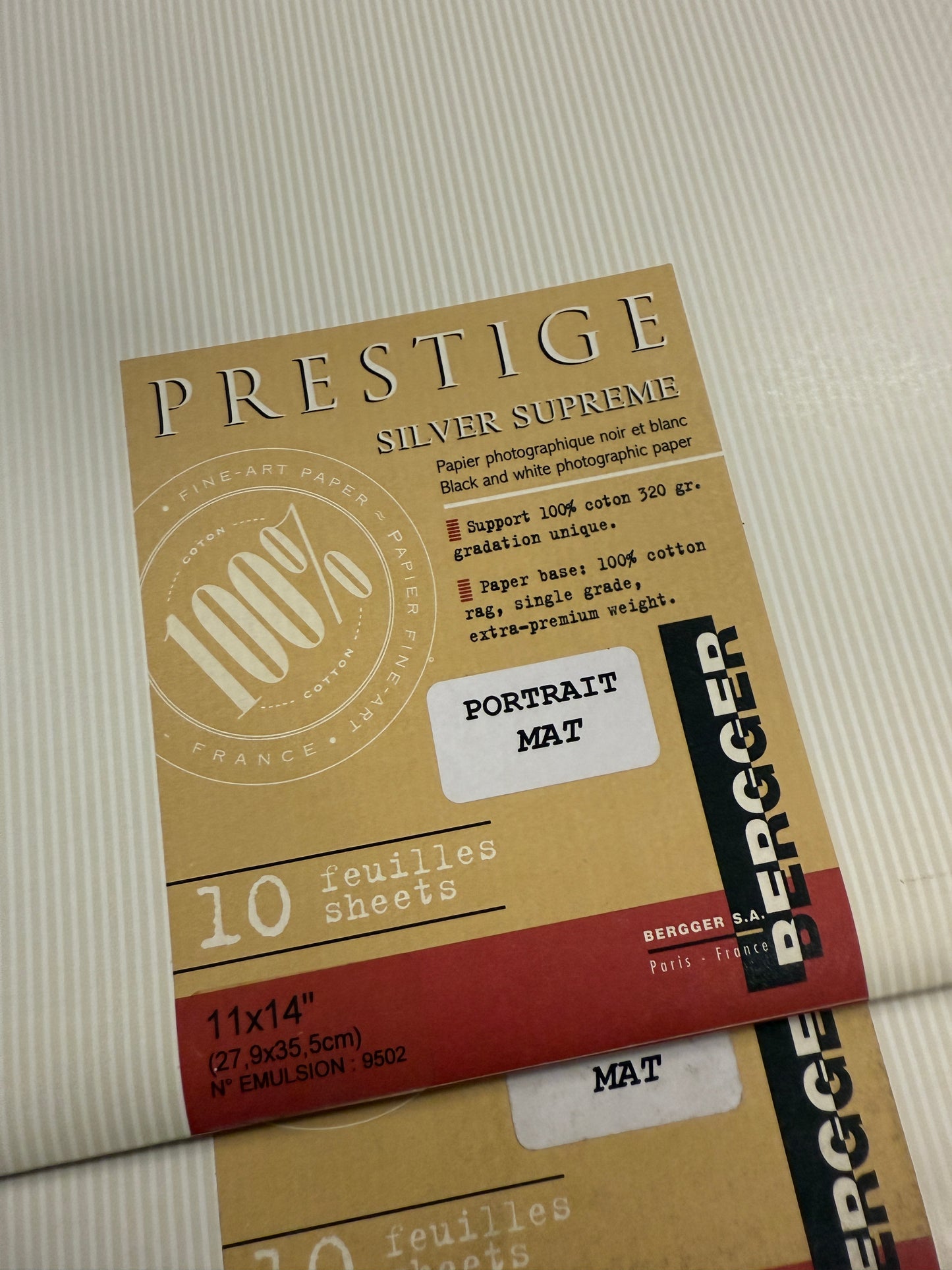 Bergger Prestige Silver Supreme Portrait Mat 11x14" Photo Paper 20 sheets