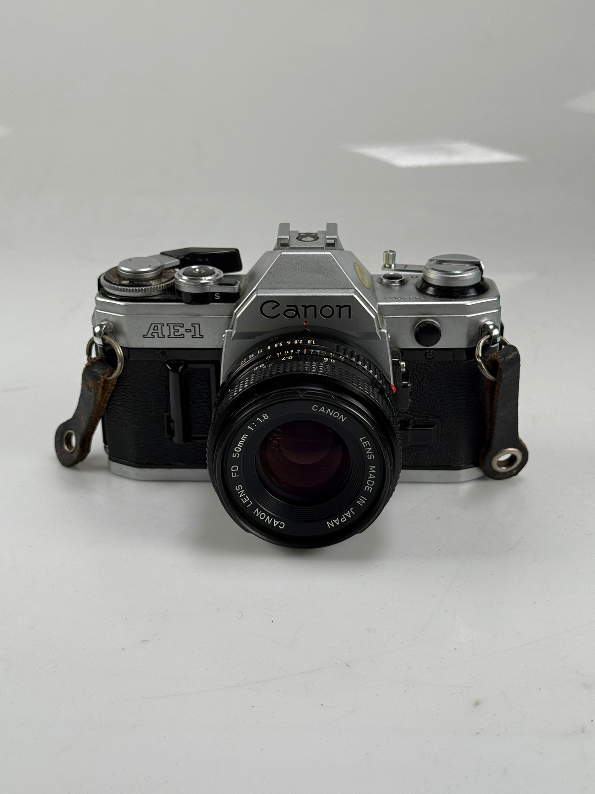CANON AE-1 chrome SLR 35mm Film Camera with 50mm f1.8 FD KIT