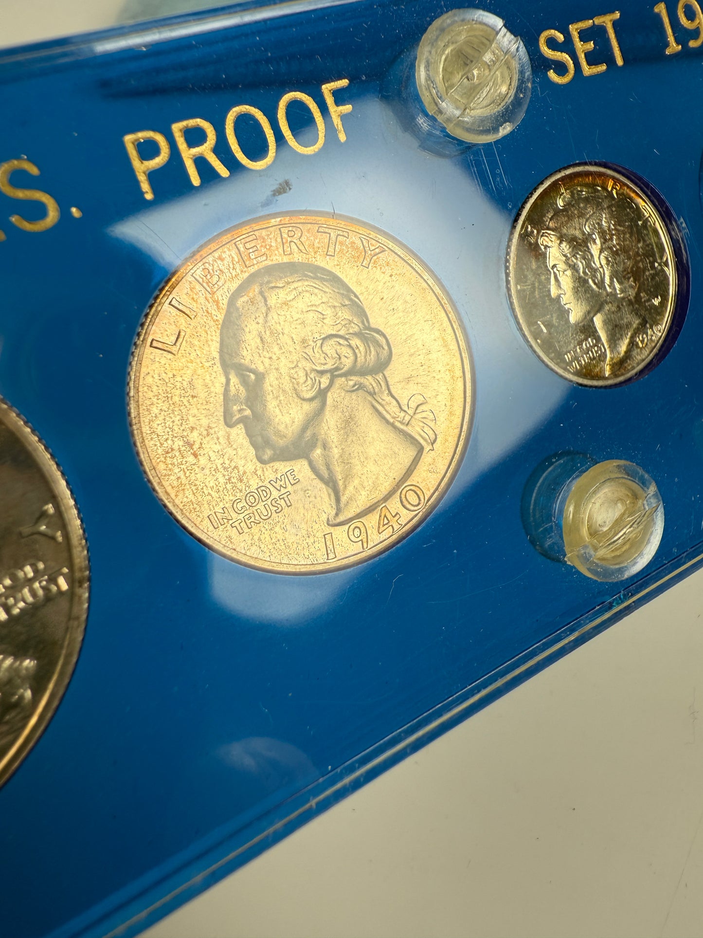 1940 US Mint Silver PROOF Set Gem Coins Blue Capital Holder Display Box