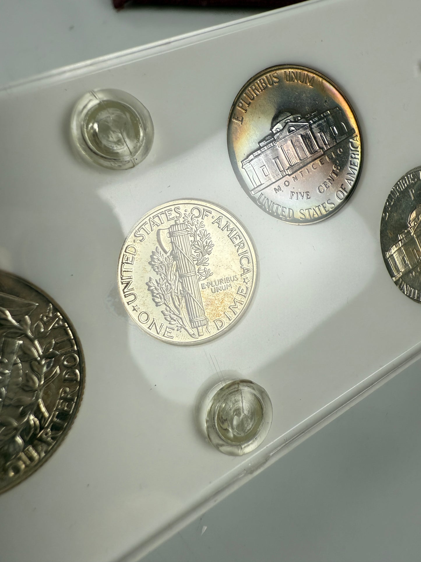 1942 US Mint Silver PROOF Set Gem Coins White Capital Holder Display Box