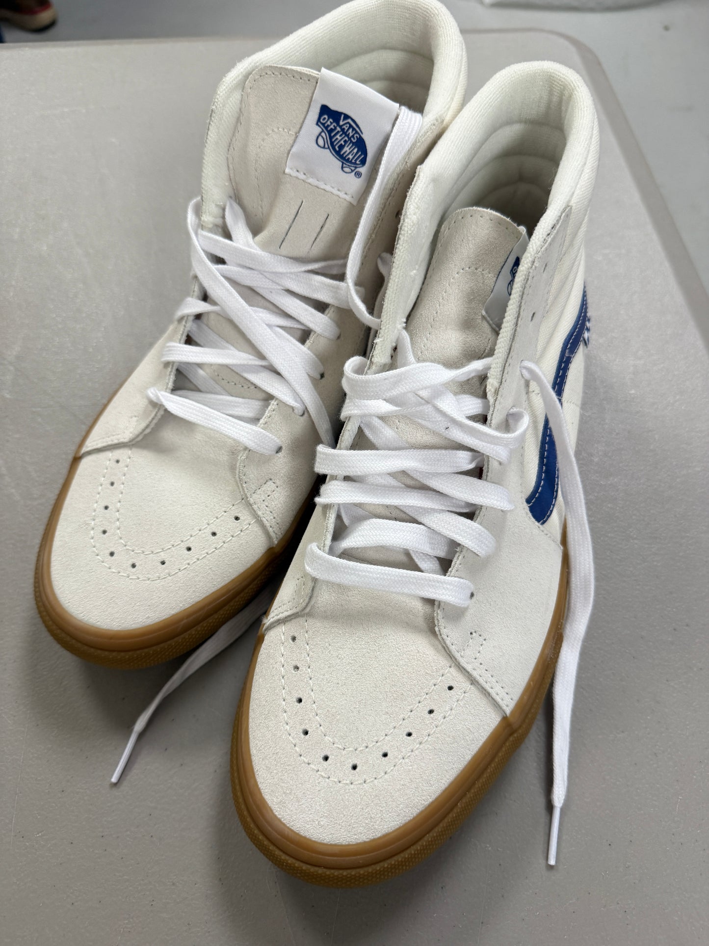 VANS Mens Size 11.5 Skate SK8-Hi high tops wearaway popcush white blue