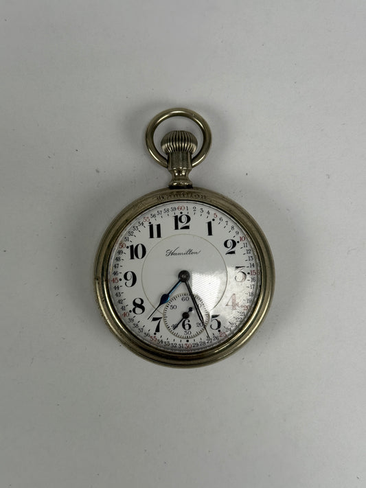 Antique Hamilton 19j Railroad Pocket Watch-Runs Great