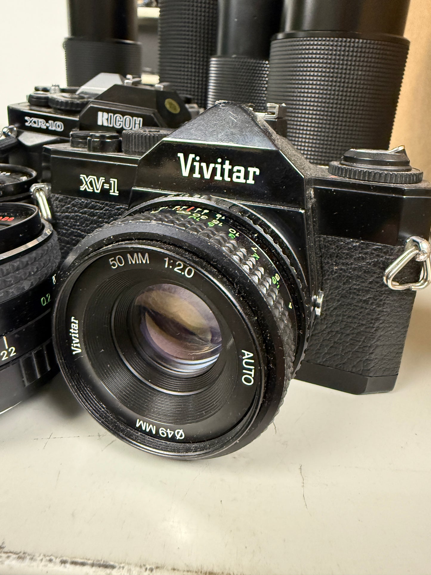 Pentax K mount Film camera equipment lot lens, Ricoh, Vivitar