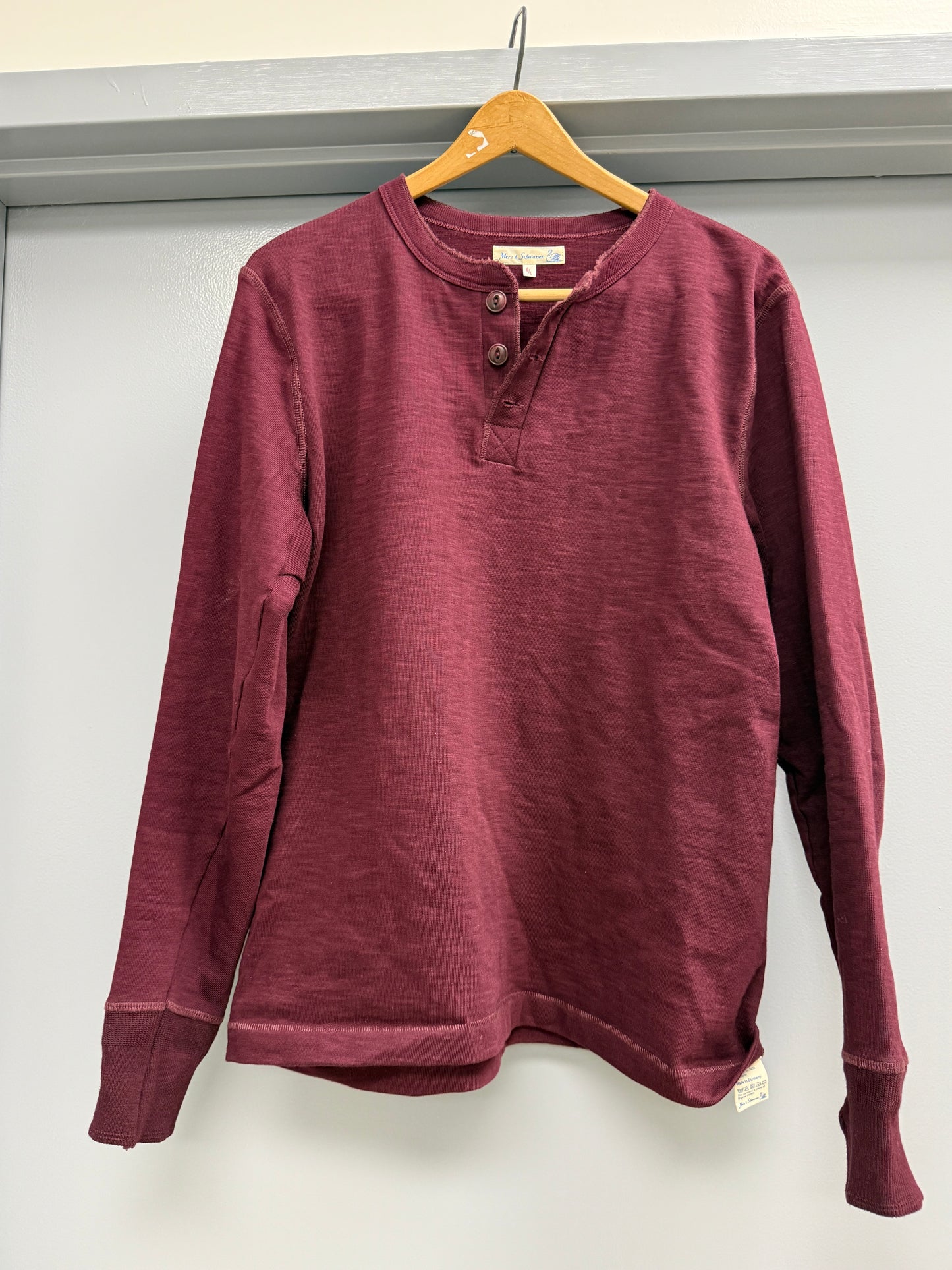 Merz B Schwanen Longsleeve Shirt Size 6 (L) Maroon Loopwheeled Heavy Weight Made in Germany