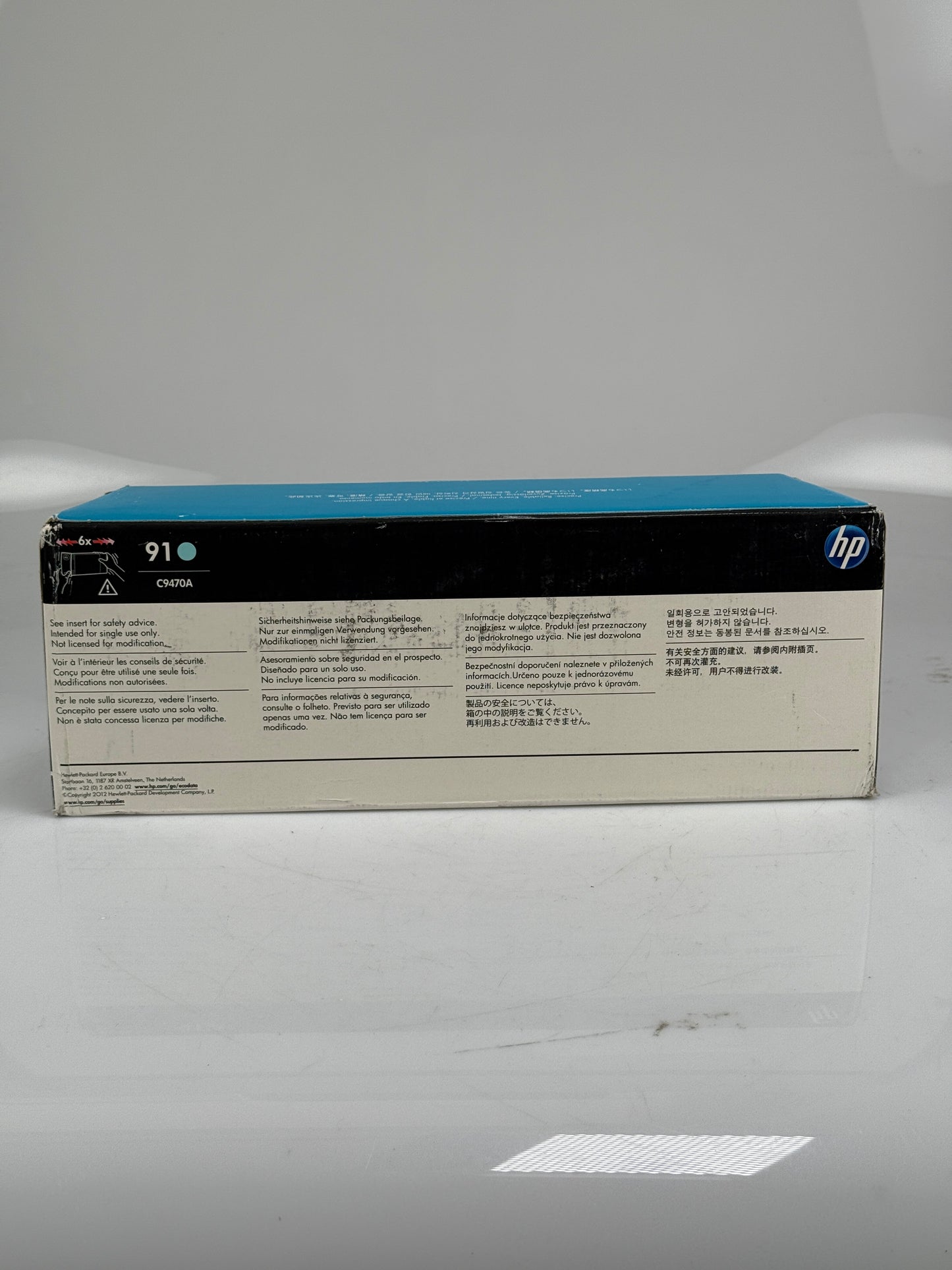 Genuine HP 91 Light Cyan C9470A 775ml Pigment Ink Cartridge 06/2019