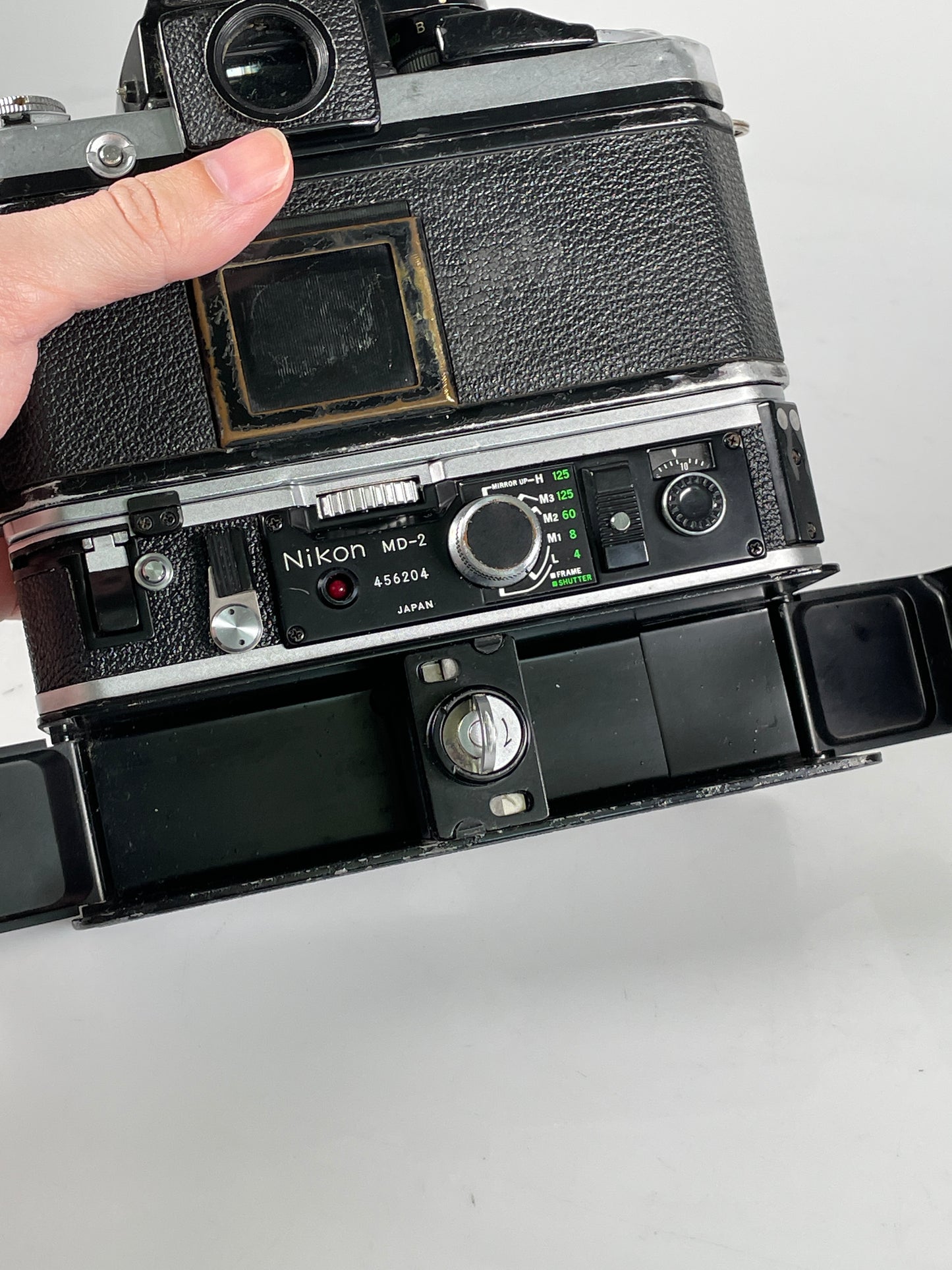 Nikon F2 Photomic SLR Film Camera silver with MD-2 and MB-1 motor