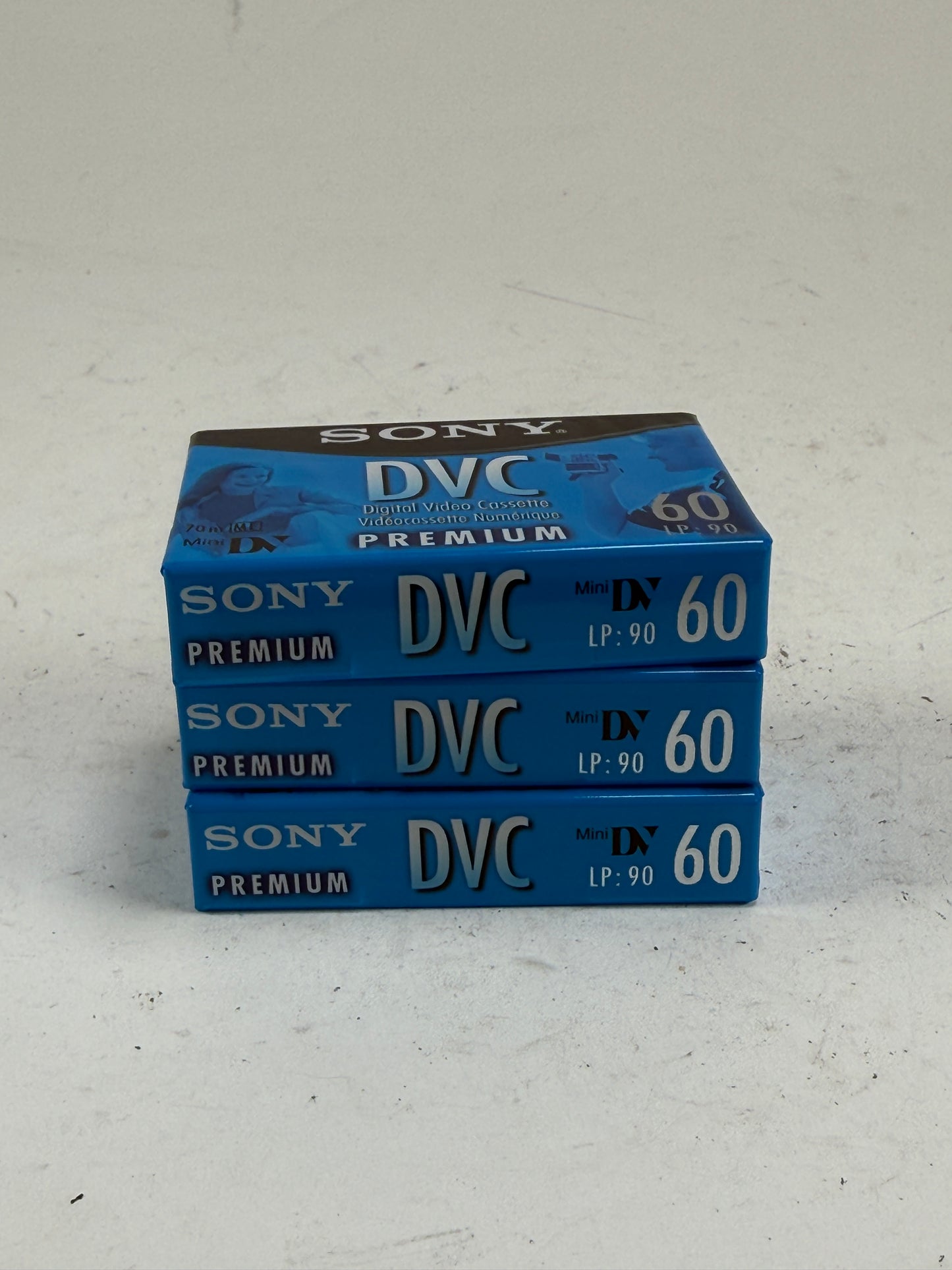 Sony DVC MiniDV Cassette Tape Premium 60min SP/90min LP Lot of 3 DVM60PRR