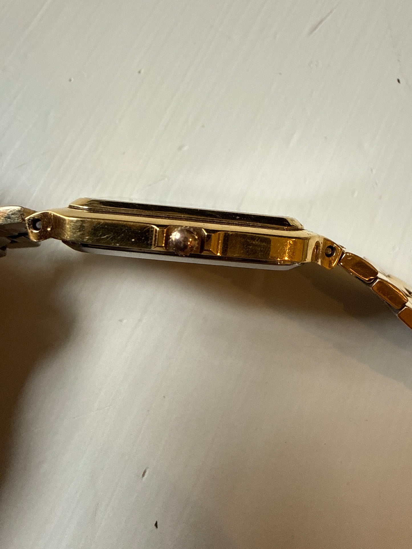 Wittnauer QWR Gold Tone Quartz Mens Tank Dress Wrist Watch
