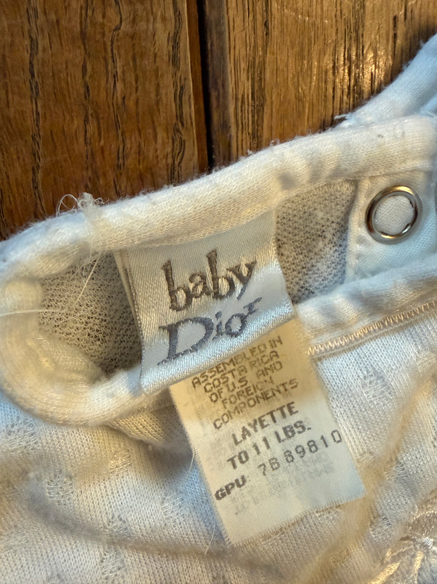 Vintage Baby Christian Dior designer white layette sleep gown newborn up to 11 lbs