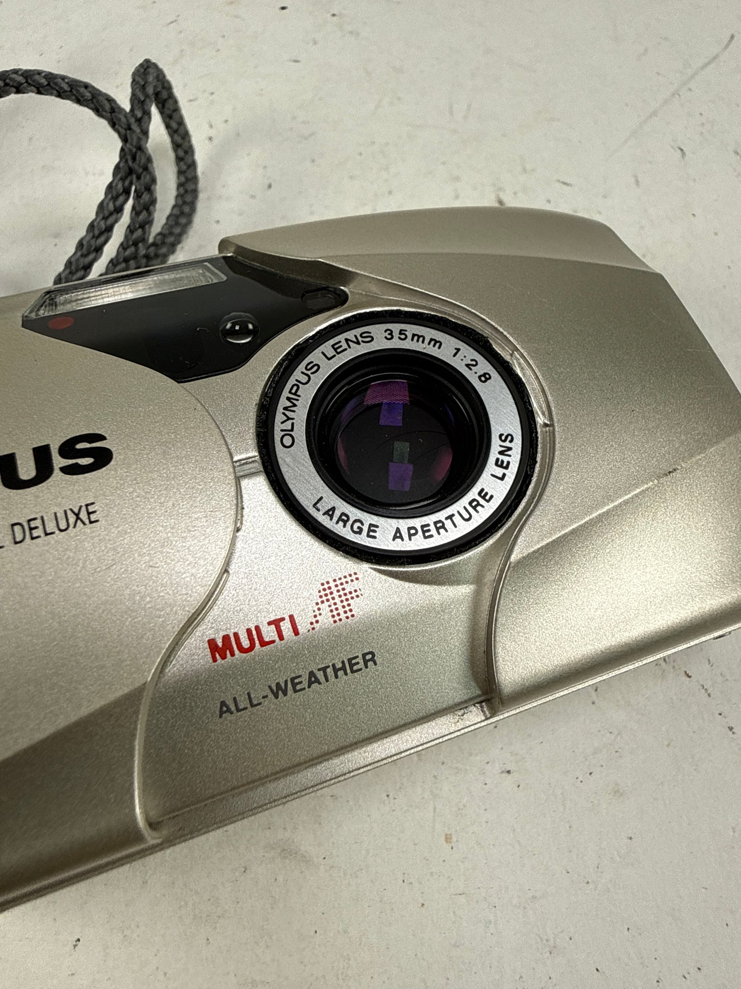 Olympus Stylus MJU II Deluxe 35mm point and shoot p&s film camera 35mm f2.8 chrome/silver