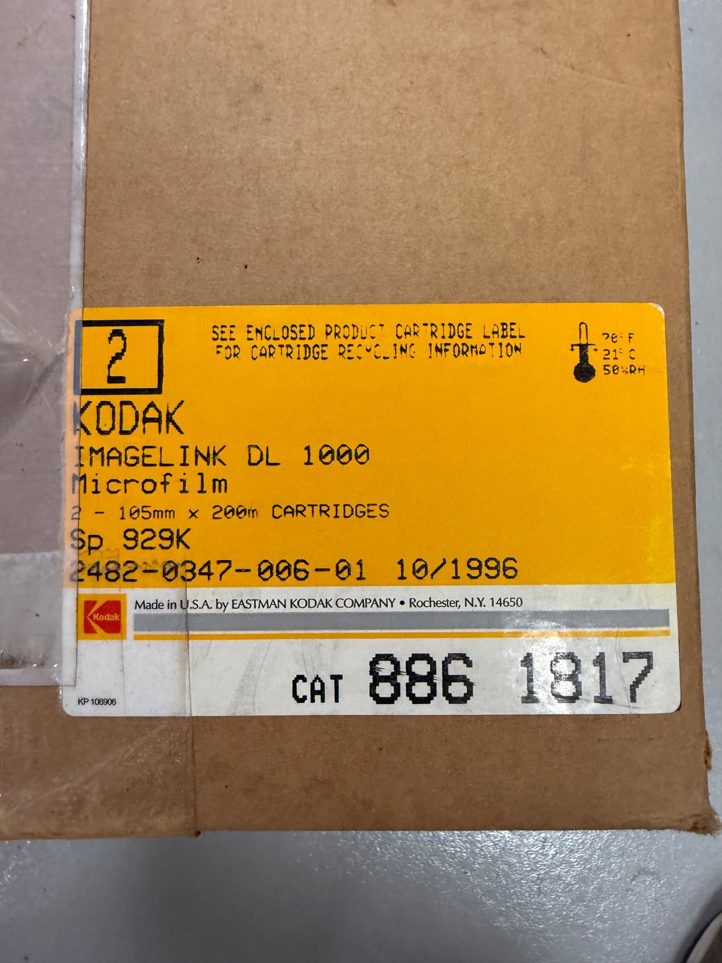 KODAK Imagelink DL 1000 Microfilm 2 105mm x 200mm rolls CAT 886 1817