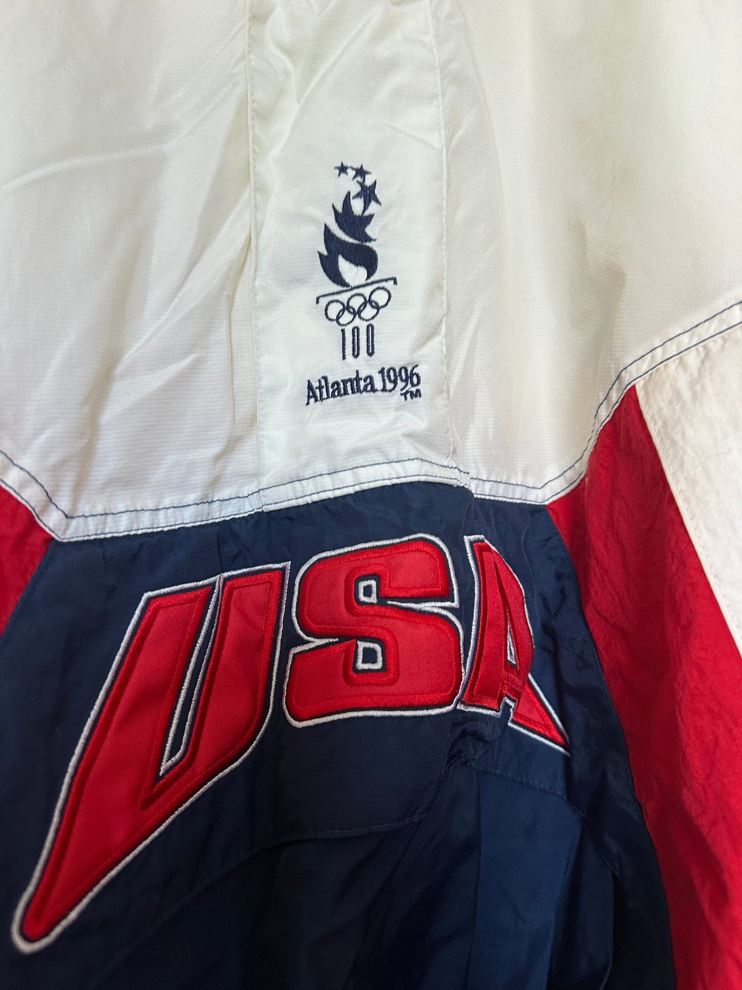 Vintage Atlanta Team USA Starter Olympic Pullover Windbreaker Jacket Coat XL 90s