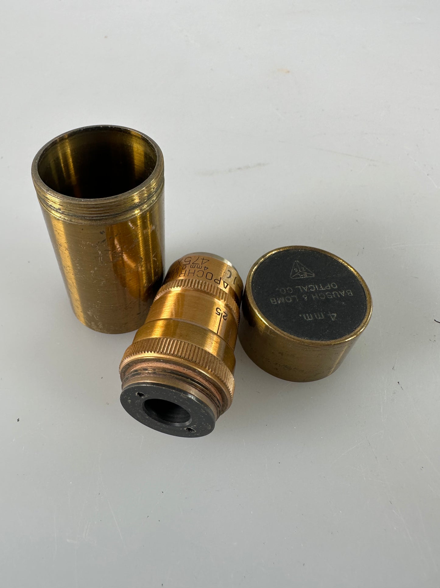 Bausch & Lomb Apochromat 4mm 0.95 47.5X Vintage Brass Microscope Objective