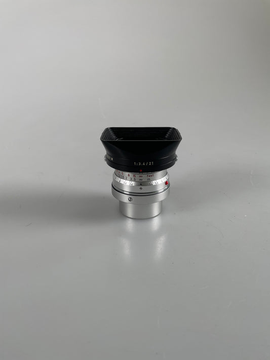 Leica 11103 M 21mm f3.4 Super Angulon Lens Chrome Silver