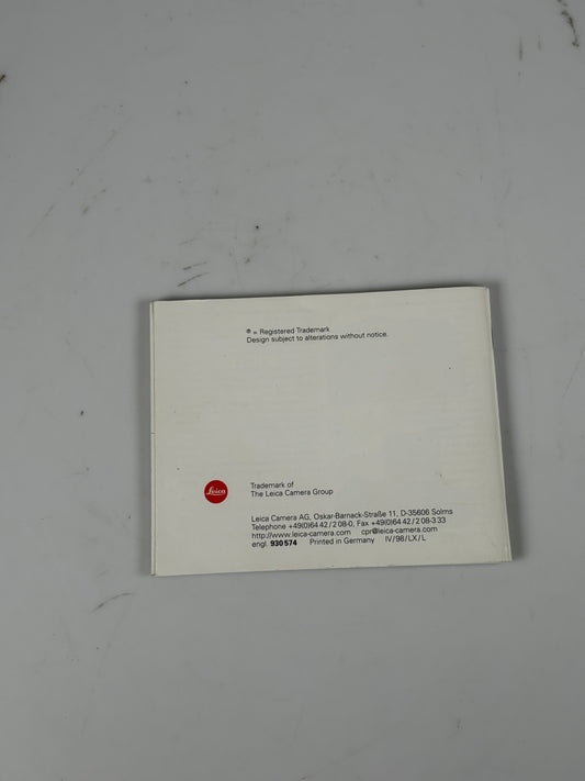 Leica R8 body Instruction Manual Booklet German