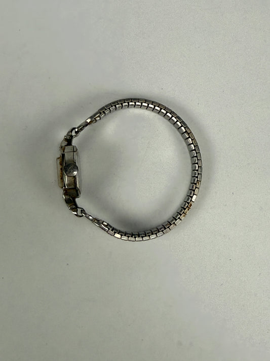 Vintage Ladies BULOVA 23 Diamonds 10K RGP Watch white rolled gold plate