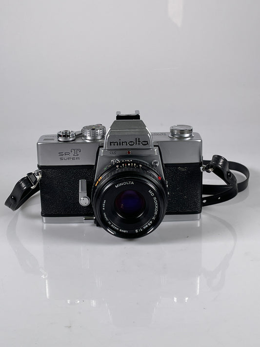 Minolta SRT Super Camera kit with Rokkor-X 45mm f2 Lens Silver