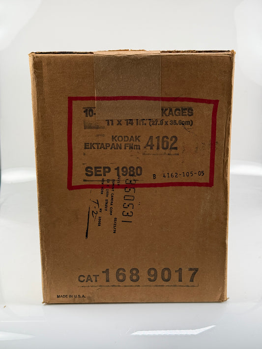 Expired SEALED Box of 10 packs 11x14 KODAK 4162 Ektapan Film 10 Sheets (100 sheets)1980