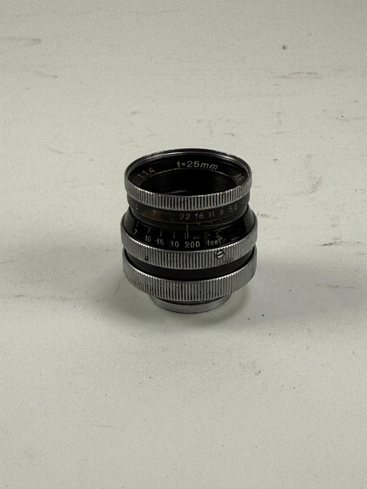 Kern-Paillard SWITAR 25mm f1.4 Lens for Bolex 16mm cinema
