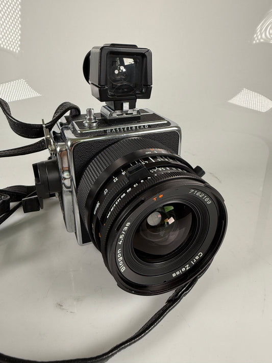 Hasselblad 903 SWC Camera Biogon 38mm Lens Finder, hood, A12 Back Chrome