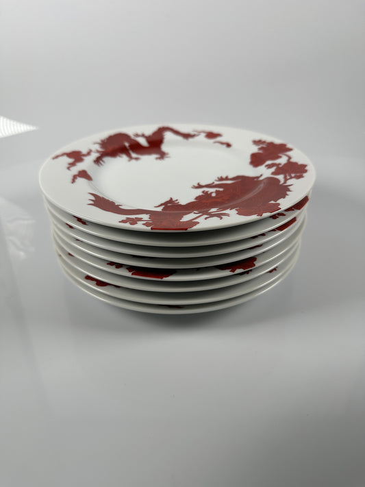 Fitz & Floyd temple dragon set of 8 SALAD Desert PLATES , 7 1/2”