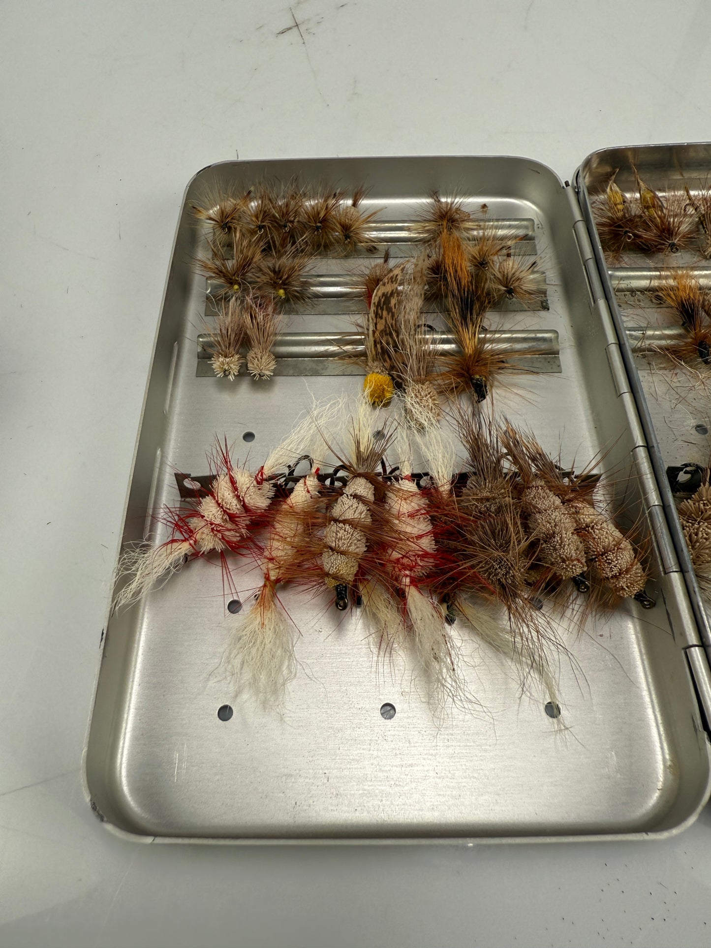 Perrine metal Sterling Quality Fly Box. W/ Flies