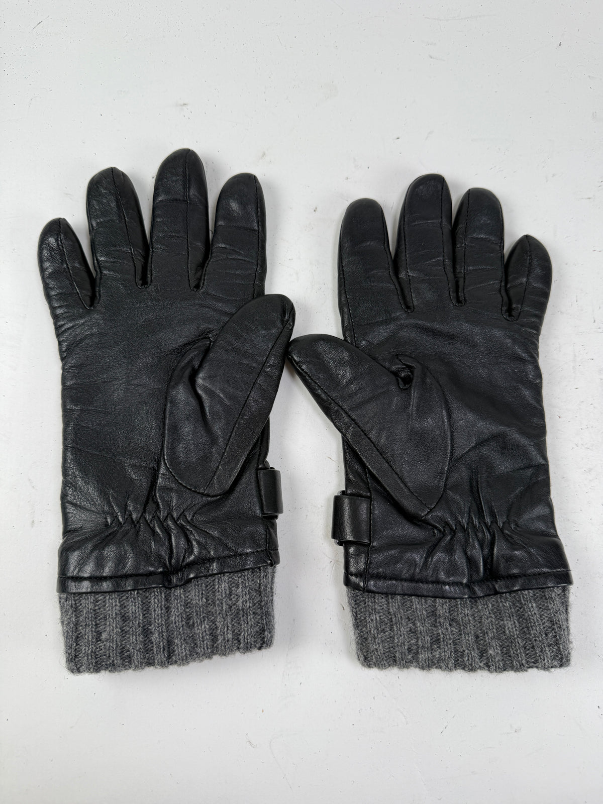 Mackage black leather lambskin gloves w/ cashmere and wool lining