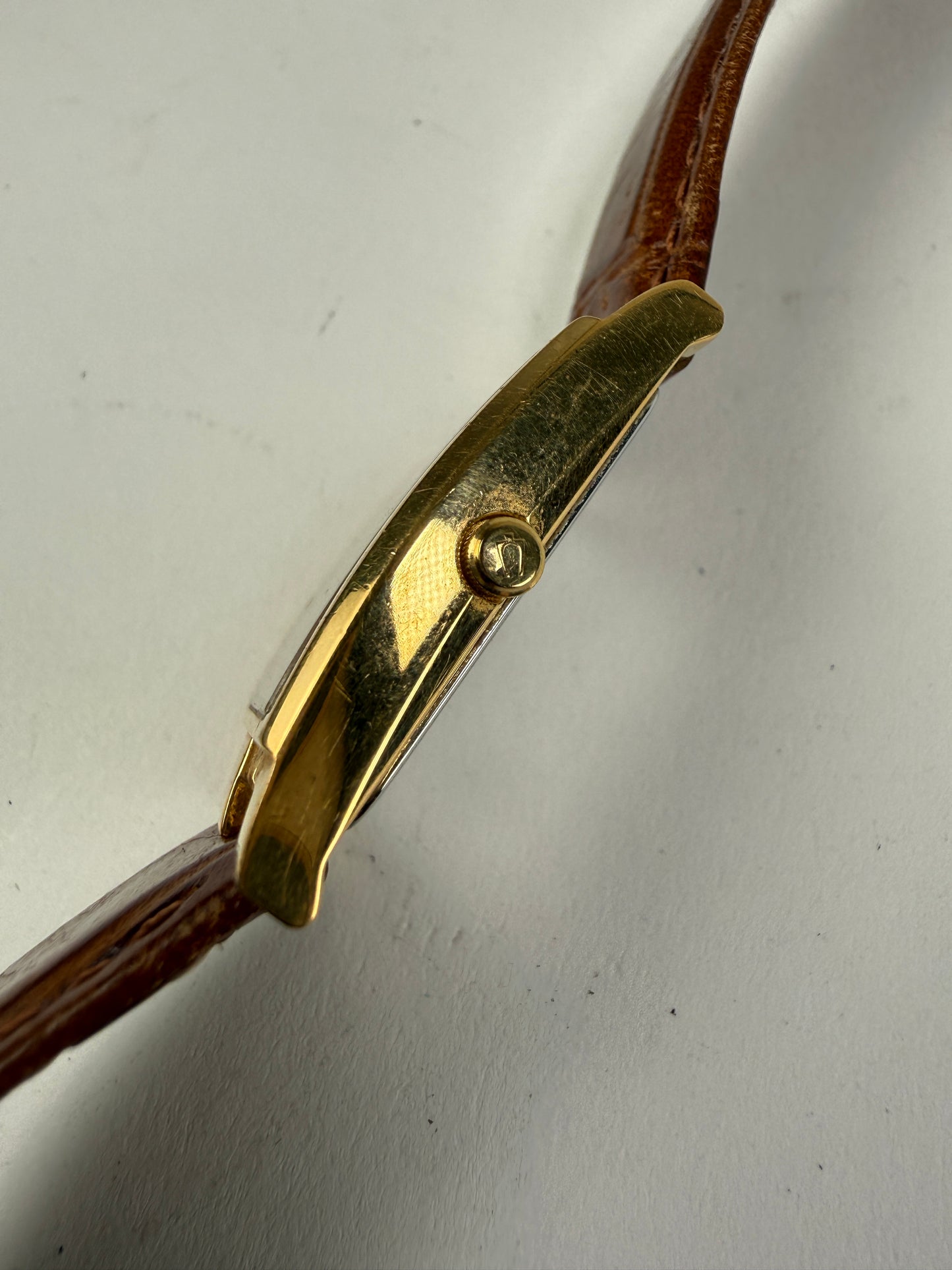 Bulova Tank Watch Men 26mm White Dial Gold Tone Date Rectangle 97B41