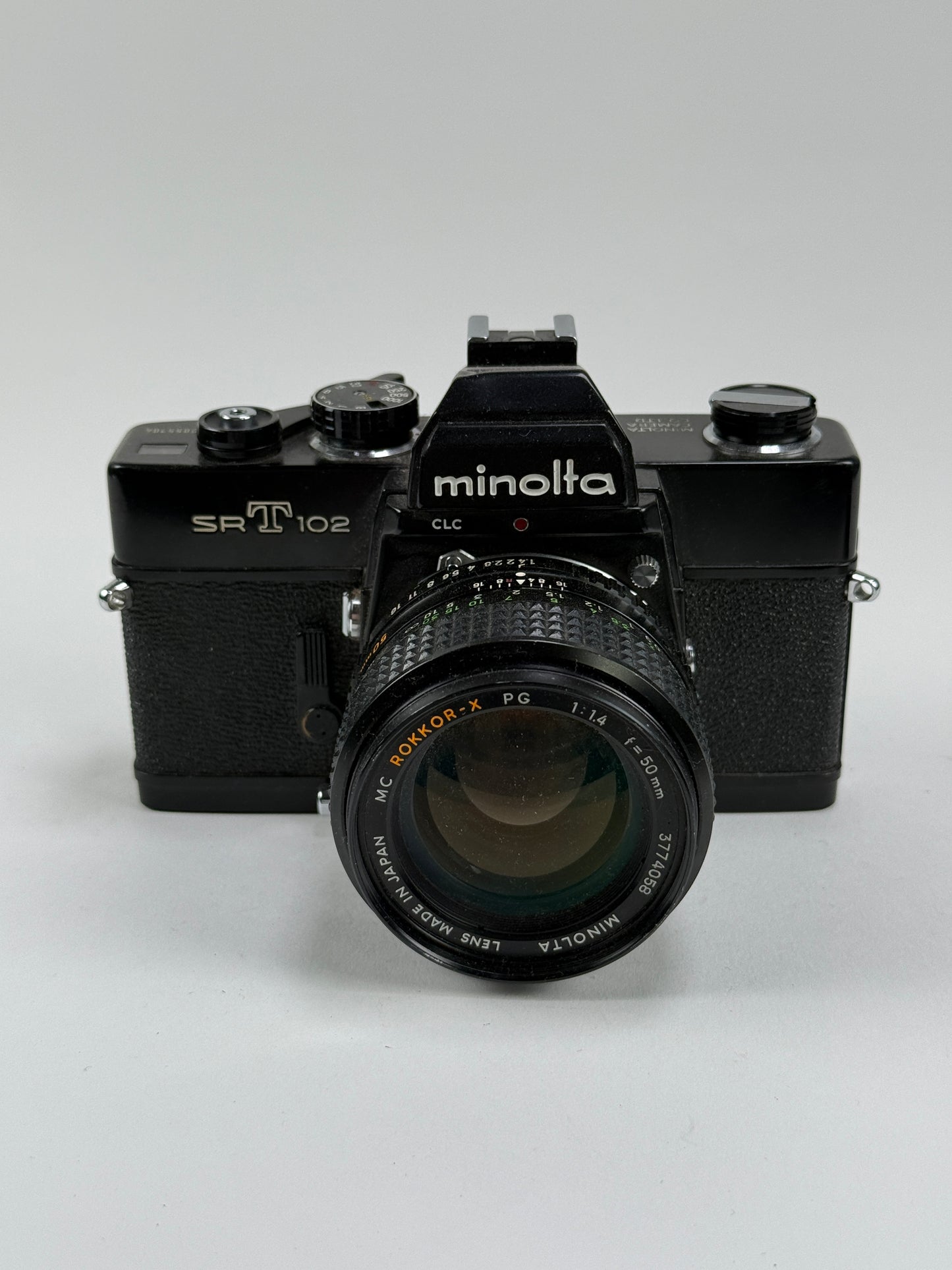 Minolta SRT 102 Black 35mm film camera kit with 50mm f1.4 rokkor-x lens