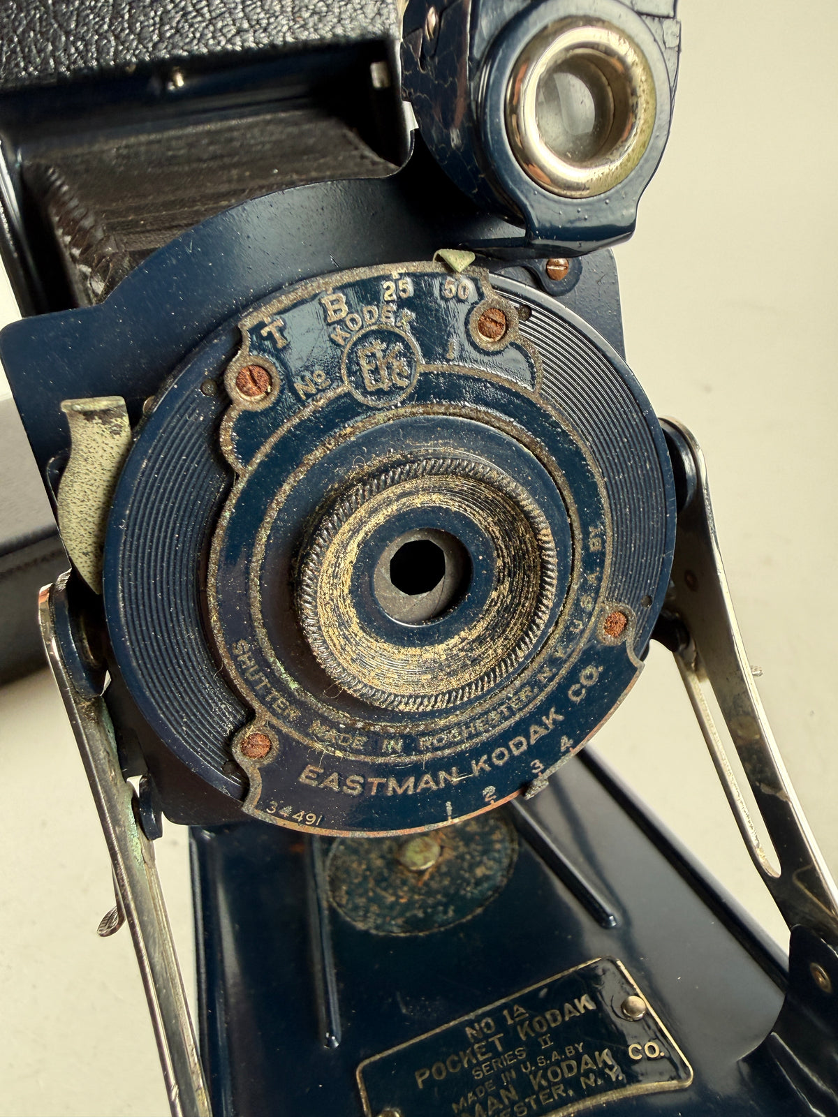 Kodak Folding Camera No 1A Series II Pocket Blue w/case
