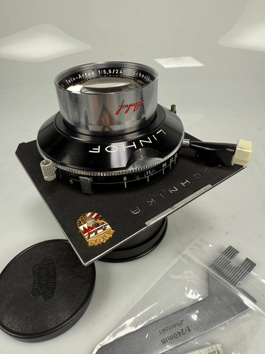Linhof select Schneider Tele-arton 240mm f5.5 Large format lens, with cam RARE