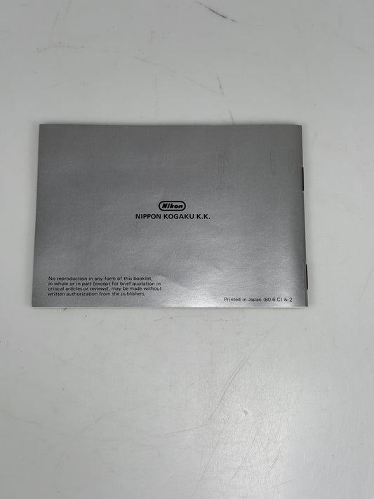 Nikon Nikonos IV-A camera Instructional Booklet