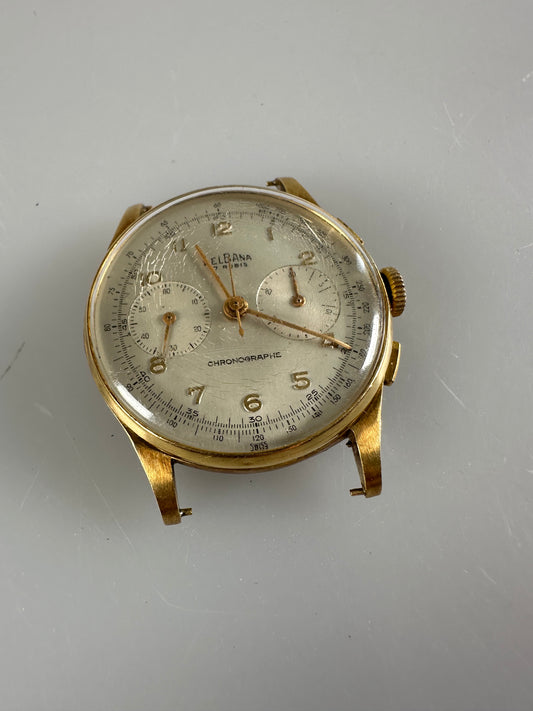 Vintage DelBana 17 Jewel Chronograph chronographe swiss Watch Gold