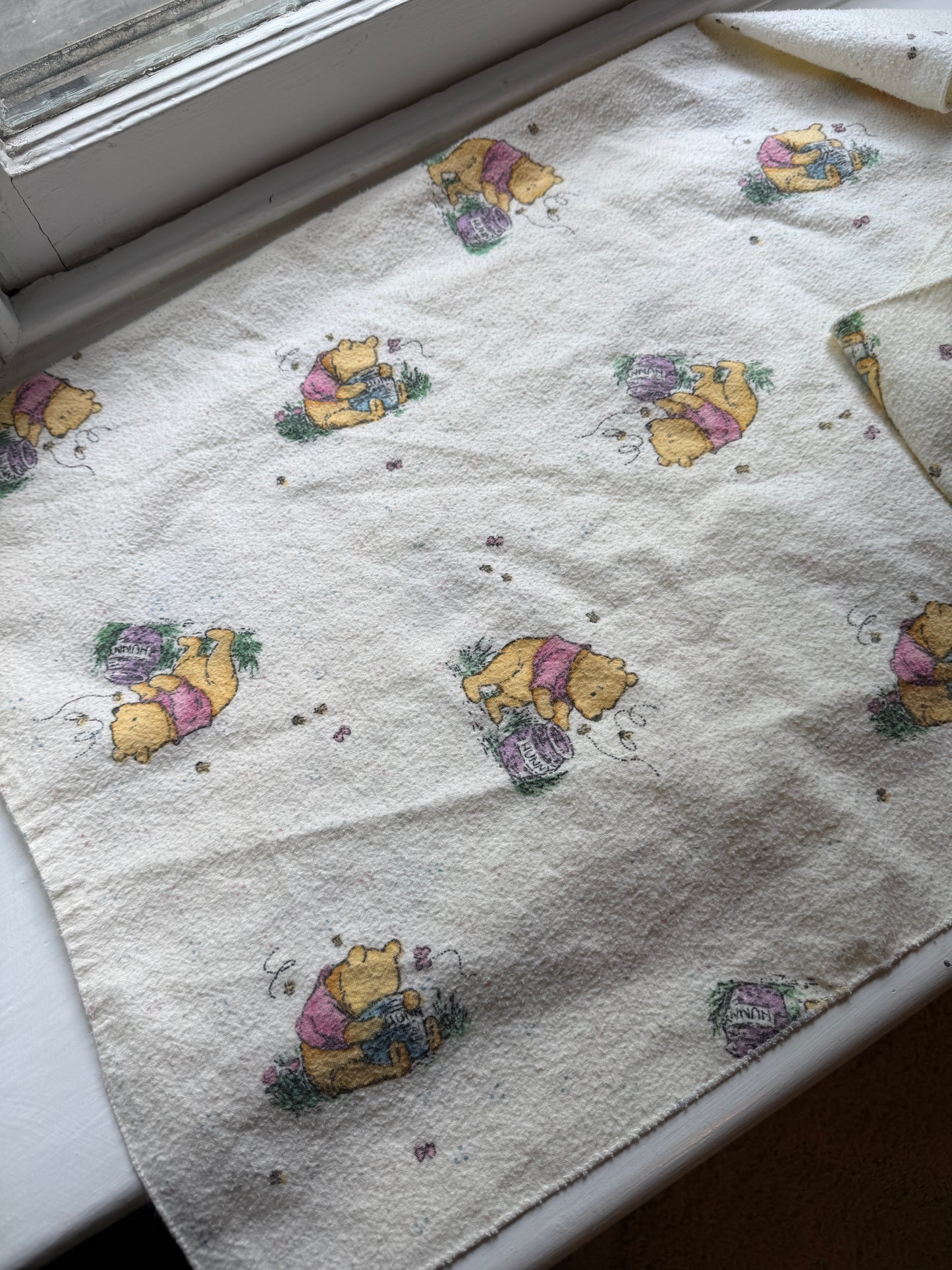 VTG Lot 2 Winnie The Pooh Disney Blankets Receiving Bedding Baby Honey Pot Bear