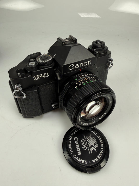 Canon NEW F-1 N 35mm SLR Film Camera black Body w/ 50mm f1.4 FD