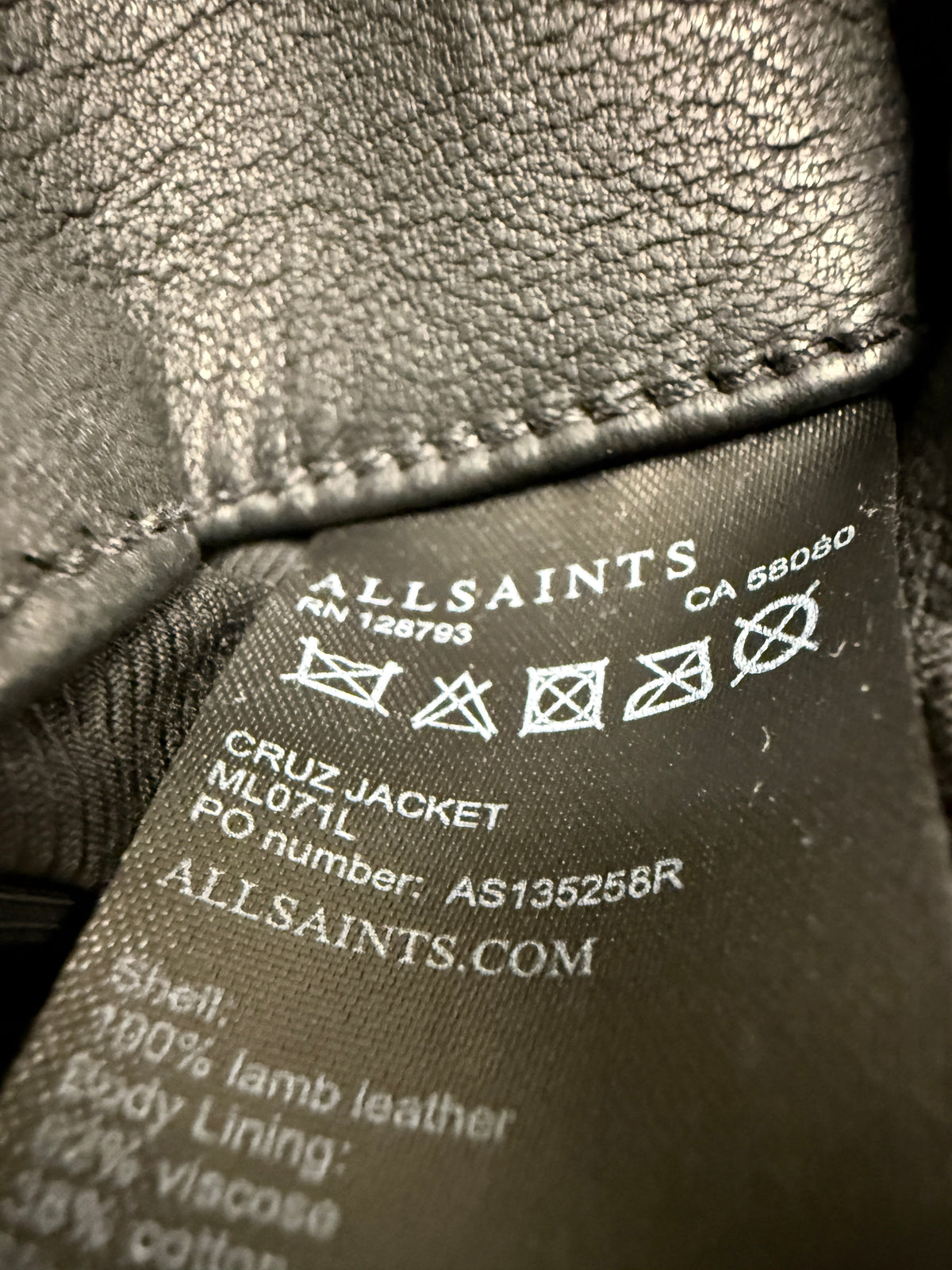 All Saints Black Cruz Jacket Leather Size Small