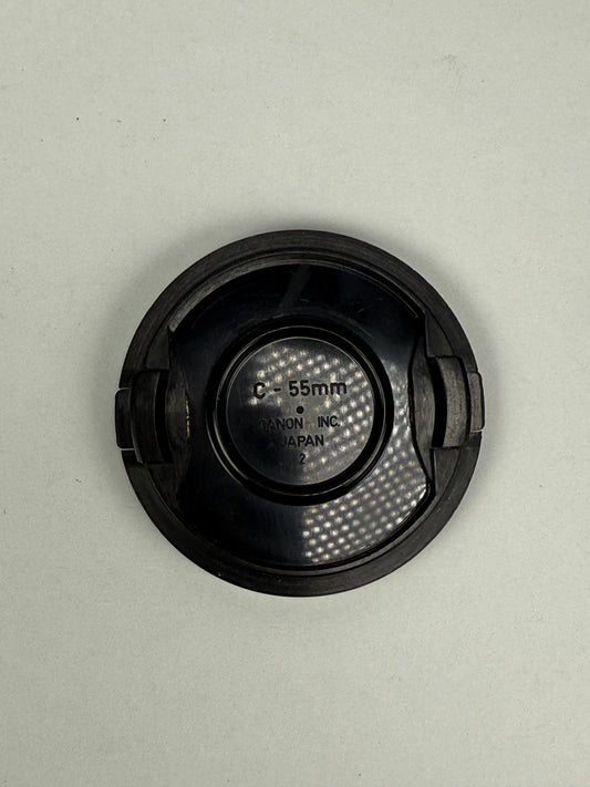 Canon FD C-55 55mm front lens cap Silver ring Genuine