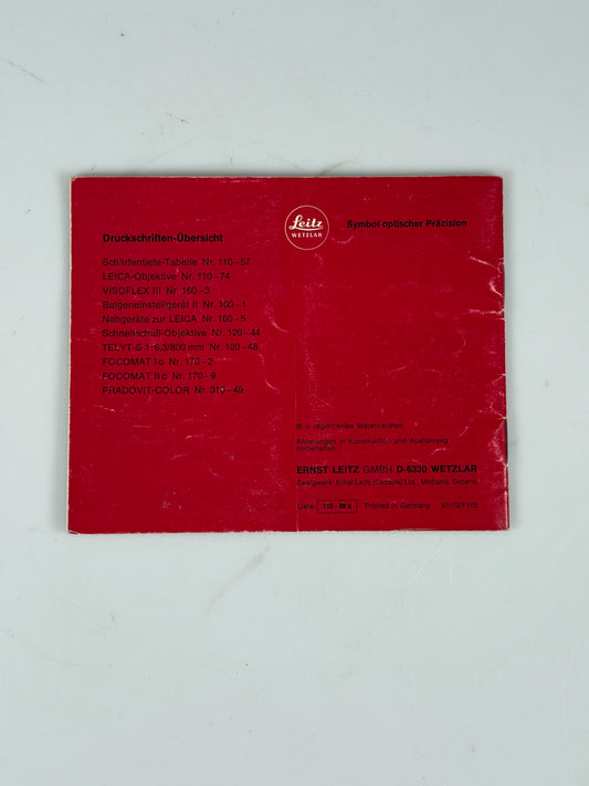 Genuine Leica M5 Instruction Manual Booklet