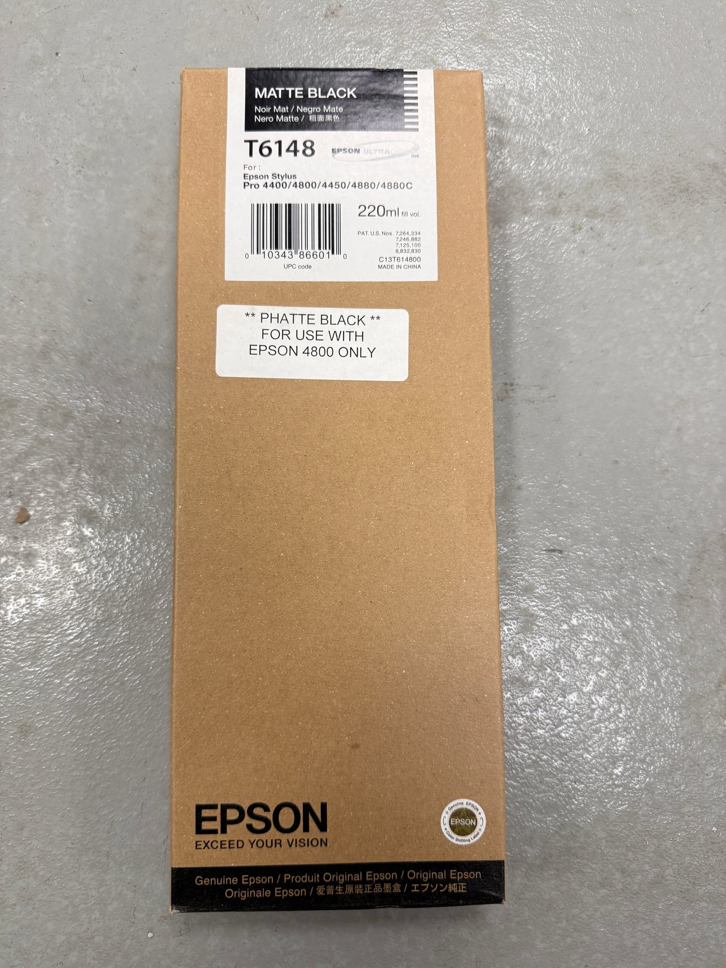 2010 Genuine Epson T6148 Matte Black Ink Stylus Pro 4400 4450 4800 4880 Sealed