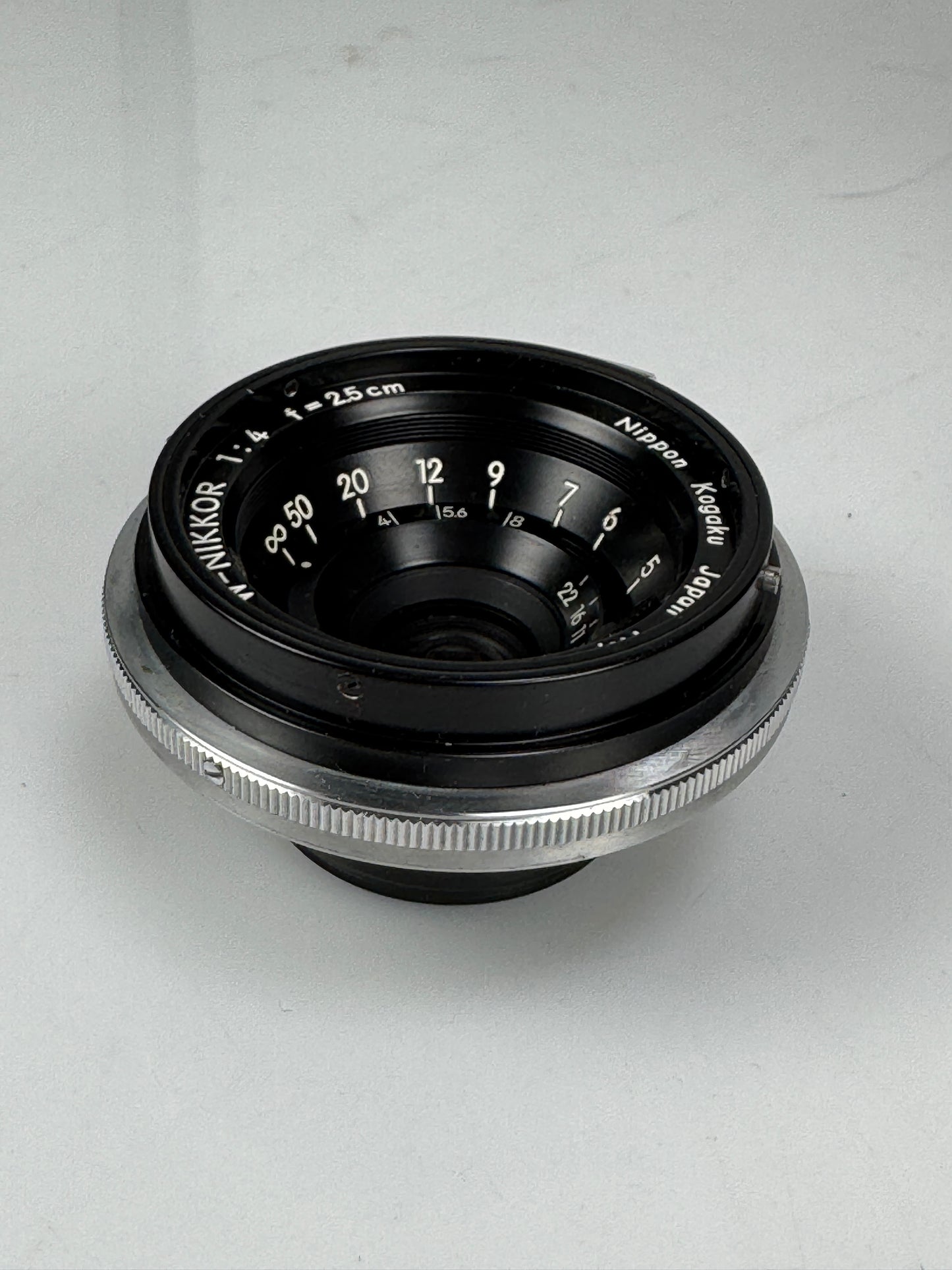Nikon Nippon Kogaku W-Nikkor Black 2.5cm 25mm F4 Lens S Mount w/ case, finder, hood, etc