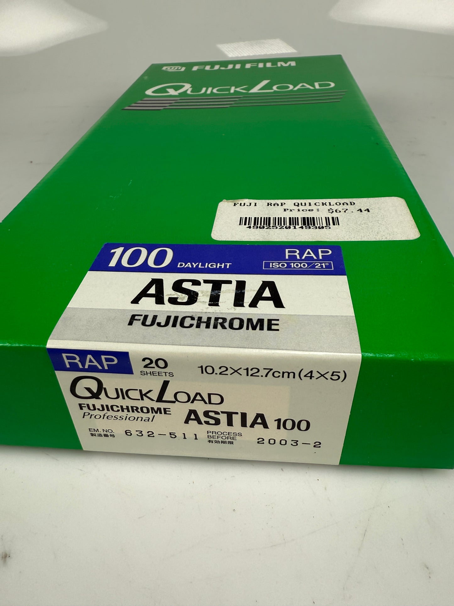 Fujichrome Astia 100 RAP QuickLoad 8 sheets of 4x5 film