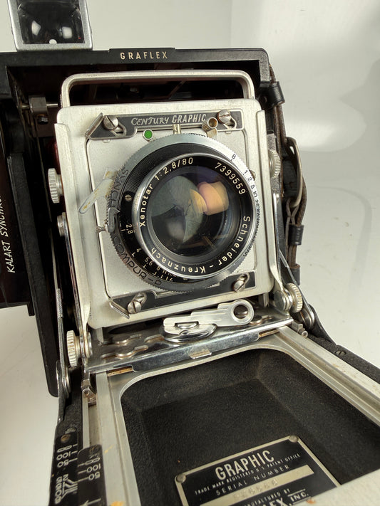Graflex Century Graphic Baby 2x3 Kit Xenotar 80mm f2.8 lens w/ roll back