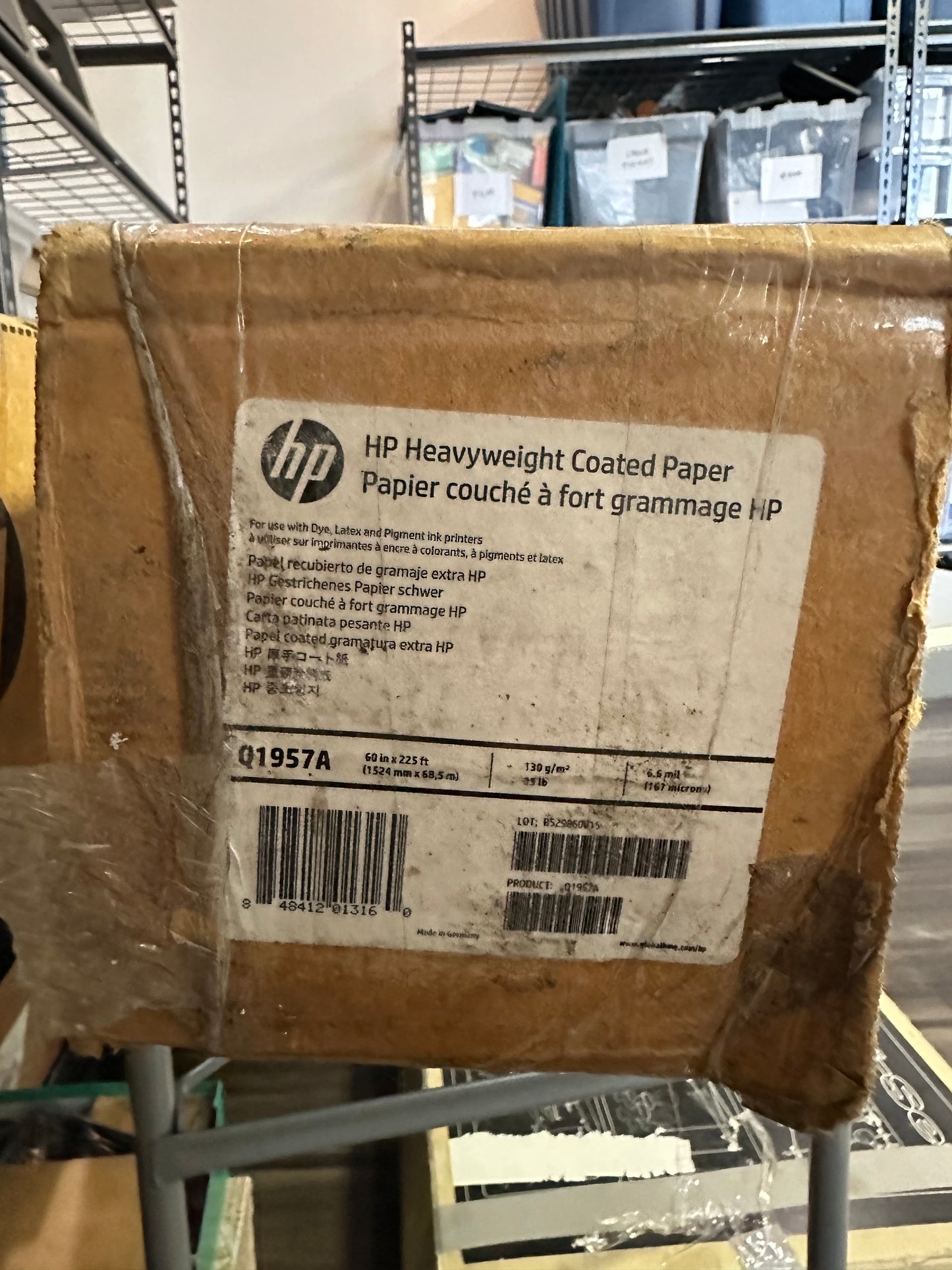 Hp Designjet Inkjet Large Format Paper 6.6 mil 60" x 225 ft White Q1957A