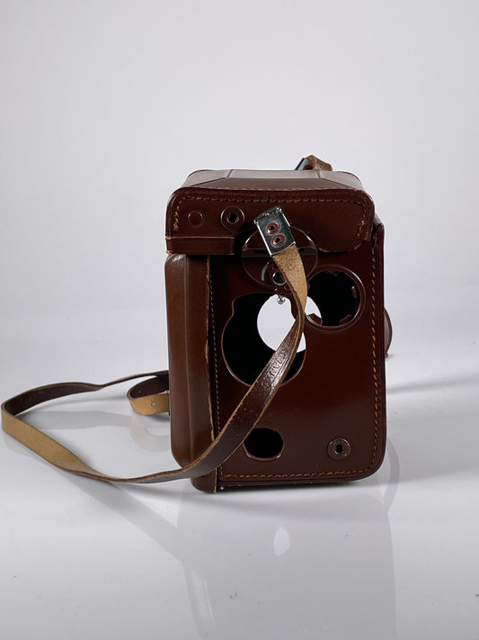Rolleiflex 2.8F 3.5F Genuine Brown Leather Camera Case with strap