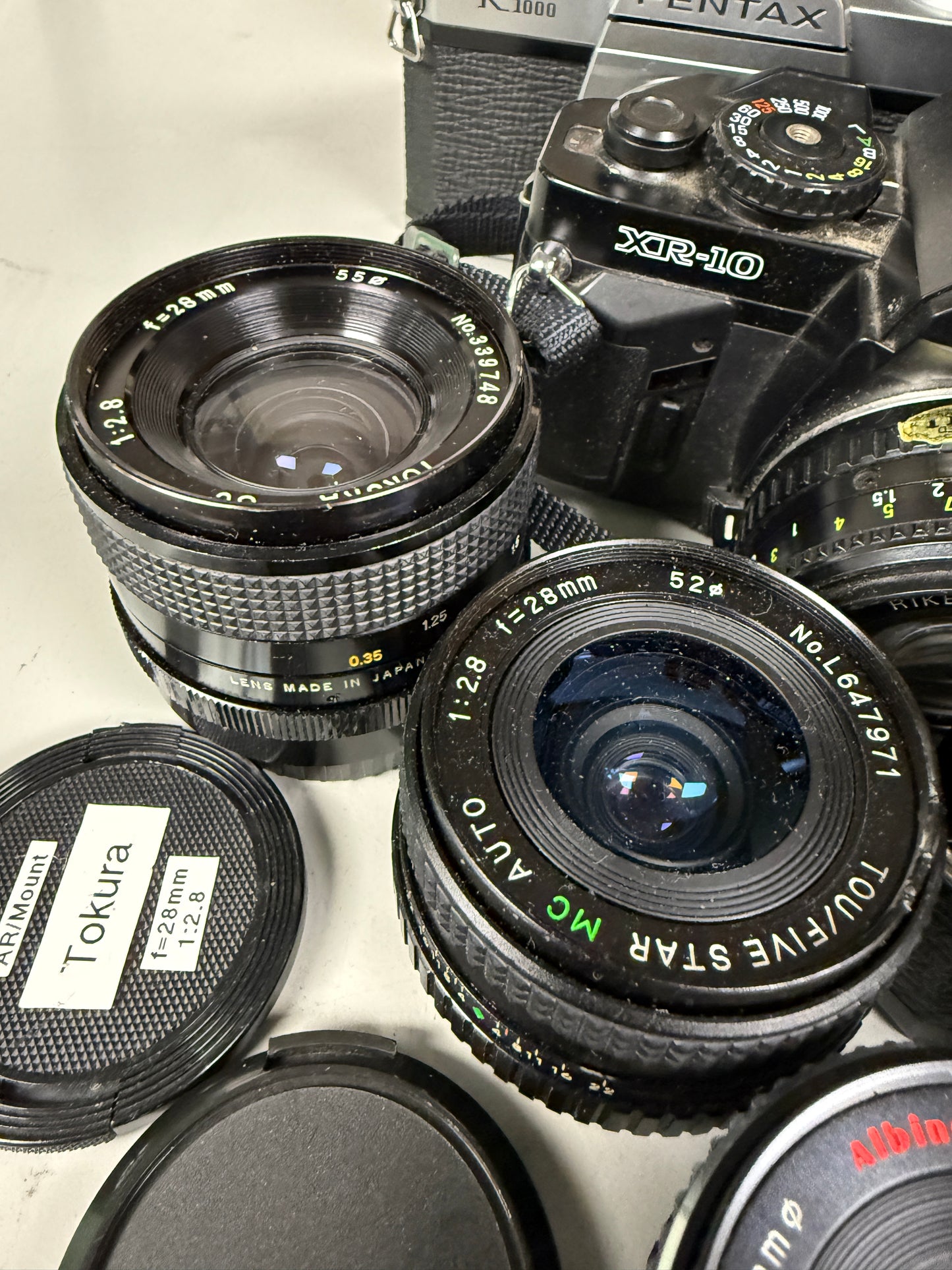 Pentax K mount Film camera equipment lot lens, Ricoh, Vivitar